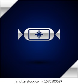 Silver Candy icon isolated on dark blue background. Merry Christmas and Happy New Year.  Vector Illustration