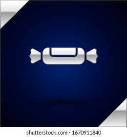 Silver Candy icon isolated on dark blue background.  Vector Illustration