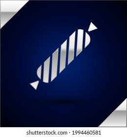 Silver Candy icon isolated on dark blue background.  Vector