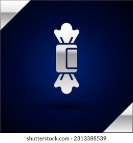 Silver Candy icon isolated on dark blue background.  Vector