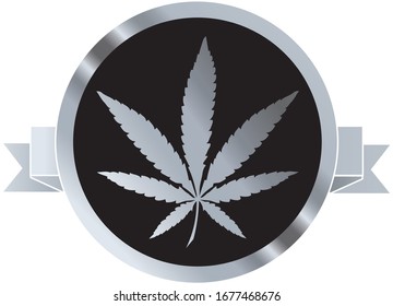 Icono de placa de cannabis plateado ilustración vectorial