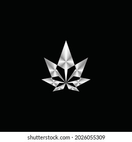 silver cannabis leaf logo vector