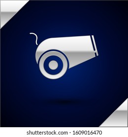 Silver Cannon icon isolated on dark blue background. Medieval weapons.  Vector Illustration