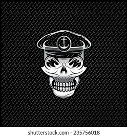 silver captain skull on metal background