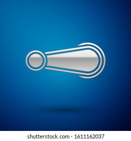Silver Car door handle icon isolated on blue background.  Vector Illustration