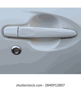 Silver car door handle with lock keyhole vector illustration