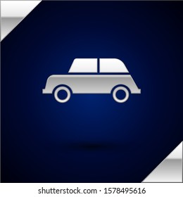 Silver Car icon isolated on dark blue background.  Vector Illustration