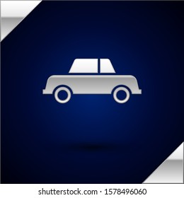 Silver Car icon isolated on dark blue background.  Vector Illustration