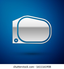 Silver Car mirror icon isolated on blue background.  Vector Illustration