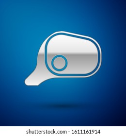 Silver Car mirror icon isolated on blue background.  Vector Illustration