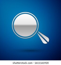 Silver Car mirror icon isolated on blue background.  Vector Illustration
