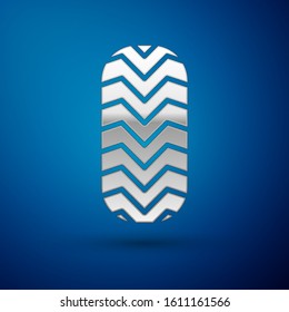 Silver Car tire icon isolated on blue background.  Vector Illustration