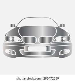 Silver car vector icon