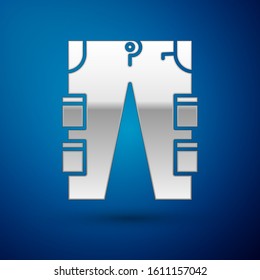 Silver Cargo pants icon isolated on blue background.  Vector Illustration