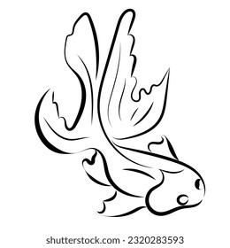 Silver carp, koi fish, goldfish in Japanese traditional style, ink painting
 Oriental techniques sumi-e, wu-shin, go-hua,
handmade,
 black lines.