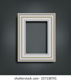 Silver carved frame on gray background