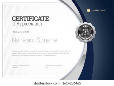 Silver Certificate template. Diploma of modern design or gift certificate. Vector illustration.