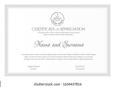 Silver Certificate template. Diploma of modern design or gift certificate. Vector illustration.