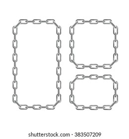 Silver Chain Frames. Different Sizes. Vector Illustration