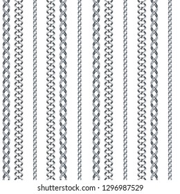 Silver Chain jewelry seamless pattern isolated on white background. Design element for textile, fabric, wallpaper or etc. Vector Illustration.