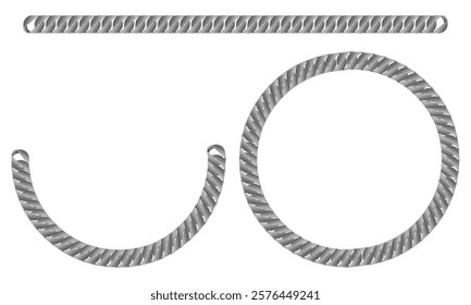 silver chain necklace set vector illustration isolated on white background.