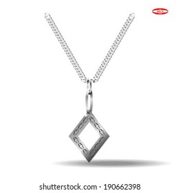 silver chain with rhombus isolated on white background vector