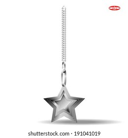 silver chain with star isolated on white background vector