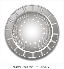 Silver champion medal on a white background. Metal winner award.