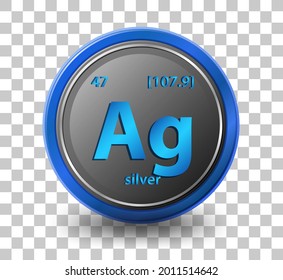 Silber-chemisches Element. Chemisches Symbol mit Atomnummer und Atommasse. Illustration