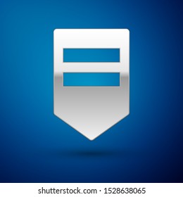 Silver Chevron icon isolated on blue background. Military badge sign.  Vector Illustration