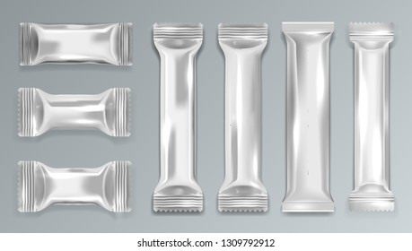 Silver Chocolate Bar Polyethylene Package. EPS10 Vector