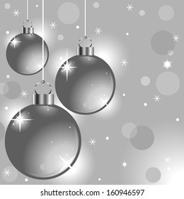 silver Christmas background with Christmas balls