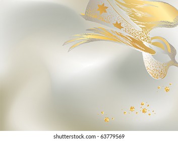 Silver Christmas background with the lacy figure of an angel. Vector illustration.