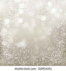 Silver christmas background with  snowflakes. Vector illustration for Christmas posters, icons, Christmas greeting cards, Christmas print and web projects.