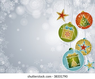 silver christmas background, vector illustration