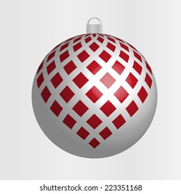 Silver Christmas bulb with red pattern