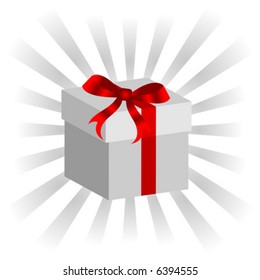 Silver Christmas gift box over striped background