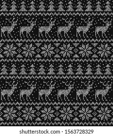 silver christmas knitted seamless pattern