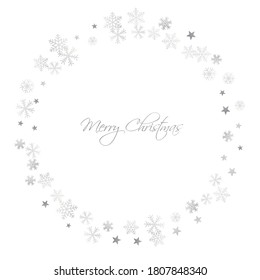 Estrellas de hormigas de nieve de Navidad plateadas. El invierno tira de nieve sutilmente sobre el blanco, tarjeta de saludo. Fondo sutil de las vacaciones de Año Nuevo. Decoración de los nodos, ilustración vectorial