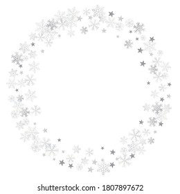 Estrellas de hormigas de nieve de Navidad plateadas. El invierno tira de nieve sutilmente sobre el blanco, tarjeta de saludo. Fondo sutil de las vacaciones de Año Nuevo. Decoración de los nodos, ilustración vectorial