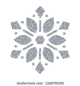 Silver Christmas Snowflake. Glitter Crystal.