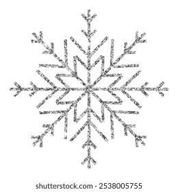 Silver Christmas snowflake on white background. Snowflake - Silver vector glitter Christmas Ornament on white background. File contains layers: background, glitter and sparkles. EPS 10
