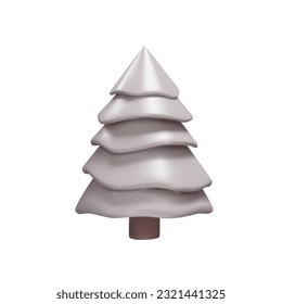 Árbol de Navidad plateado. El abeto de rencilla 3D es un elemento decorativo para las temporadas de invierno o verano. Planta metálica realista para banner web, flyier . Ilustración vectorial como símbolo de decoración.