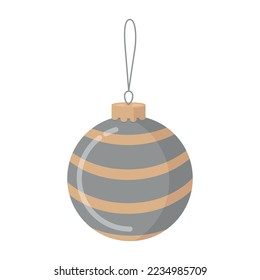 Balón de árbol de Navidad plateado con rayas de oro.