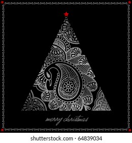 silver christmas tree illustration