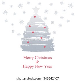 Silver Christmas tree on a white background.