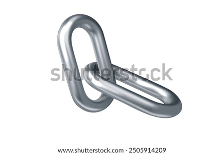 Silver chrome chain. Realistic metallic symbol in retro Y2K stile. Futuristic 3D shape vector of chrome element