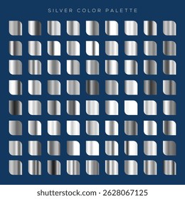 Plata Cromo Gradiente Color Swatch Set sobre fondo azul