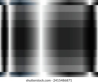 Silver chrome metal 3D background, lustrous and shiny metallic design with striped pattern, vector illustration.