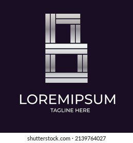 Monograma del logotipo B del metal cromado de plata